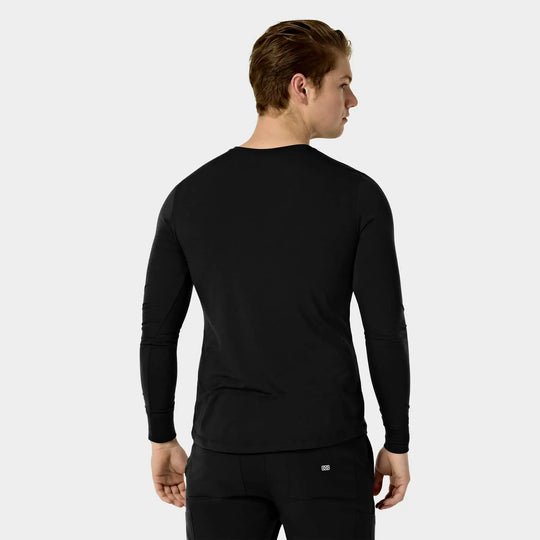 Parkley Scrubs Men's Crew Neck Long Sleeve Tee Black | scrub-supply.com