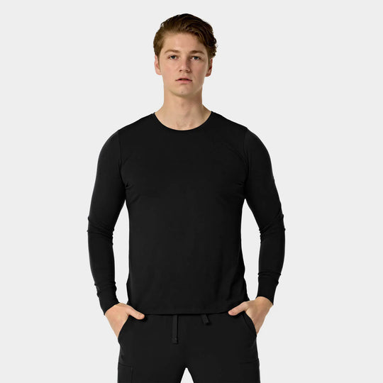 Parkley Scrubs Men's Crew Neck Long Sleeve Tee Black | scrub-supply.com