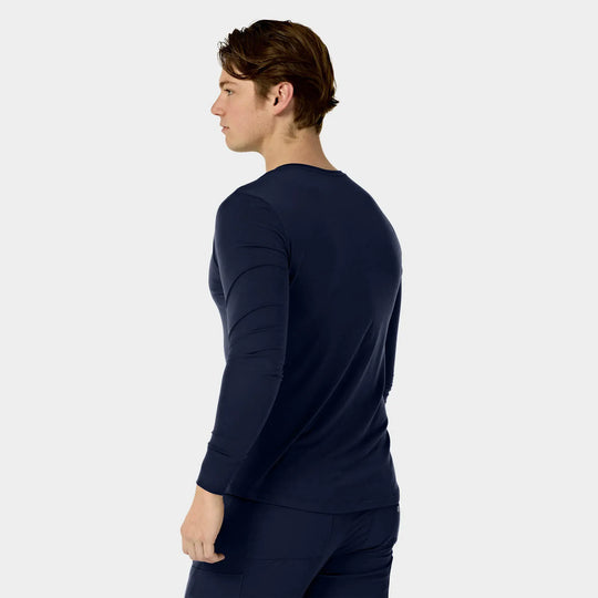 Parkley Scrubs Men's Crew Neck Long Sleeve Tee Navy | scrub-supply.com