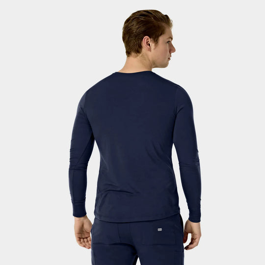 Parkley Scrubs Men's Crew Neck Long Sleeve Tee Navy | scrub-supply.com