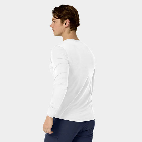 Parkley Scrubs Men's Crew Neck Long Sleeve Tee White | scrub-supply.com