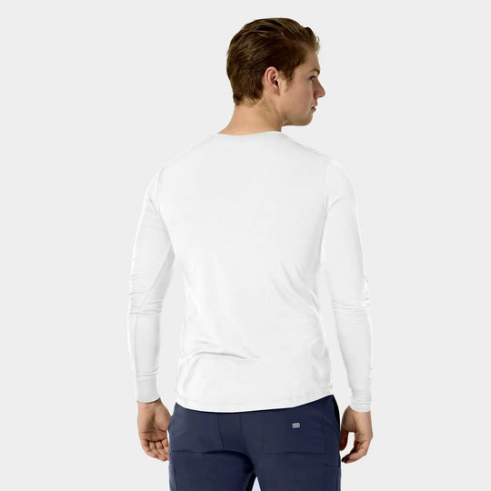 Parkley Scrubs Men's Crew Neck Long Sleeve Tee White | scrub-supply.com