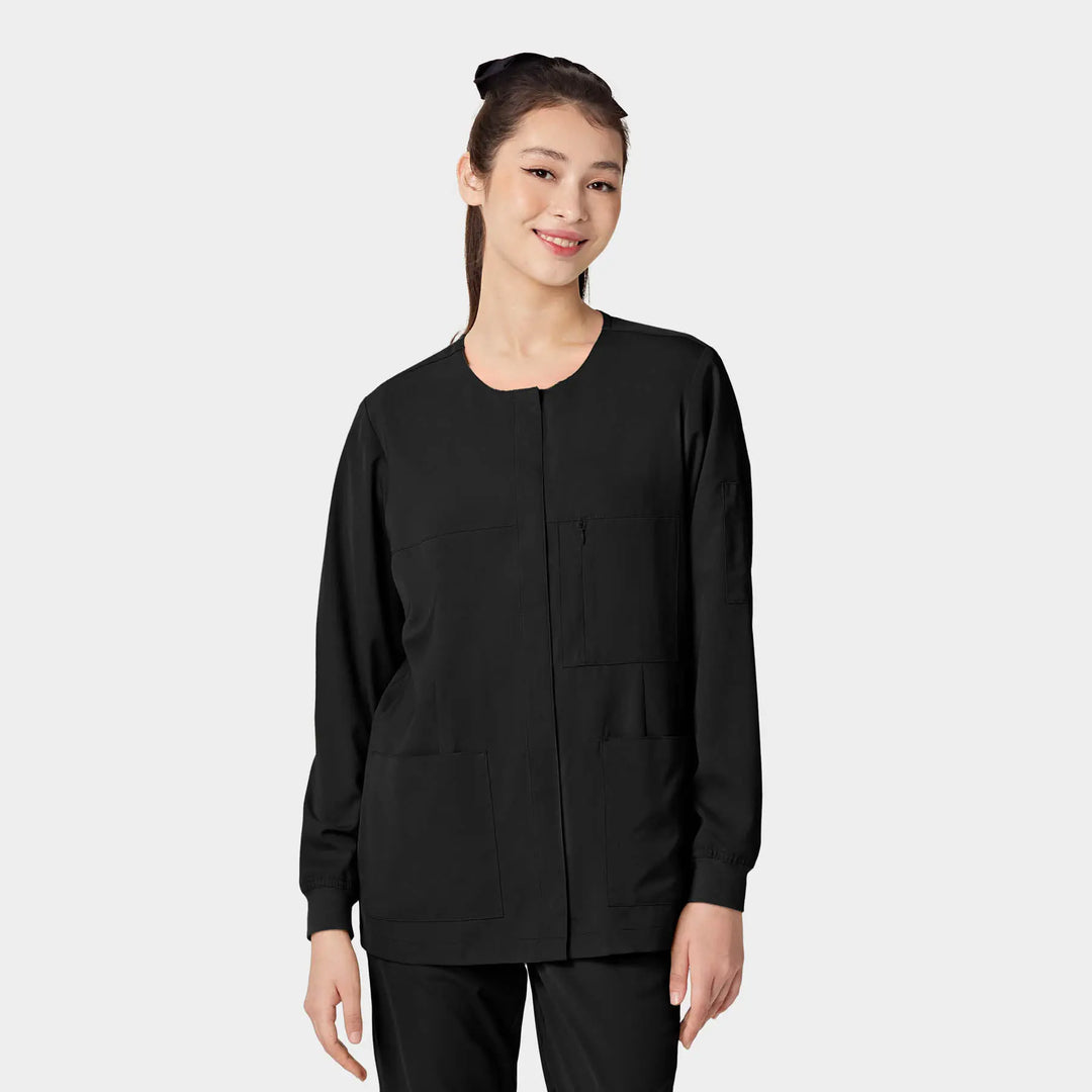 Parkley Scrubs Women's ABC Scrub Jacket Black | scrub-supply.com