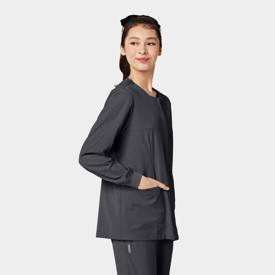 Parkley Scrubs Women's ABC Scrub Jacket Charcoal | scrub-supply.com