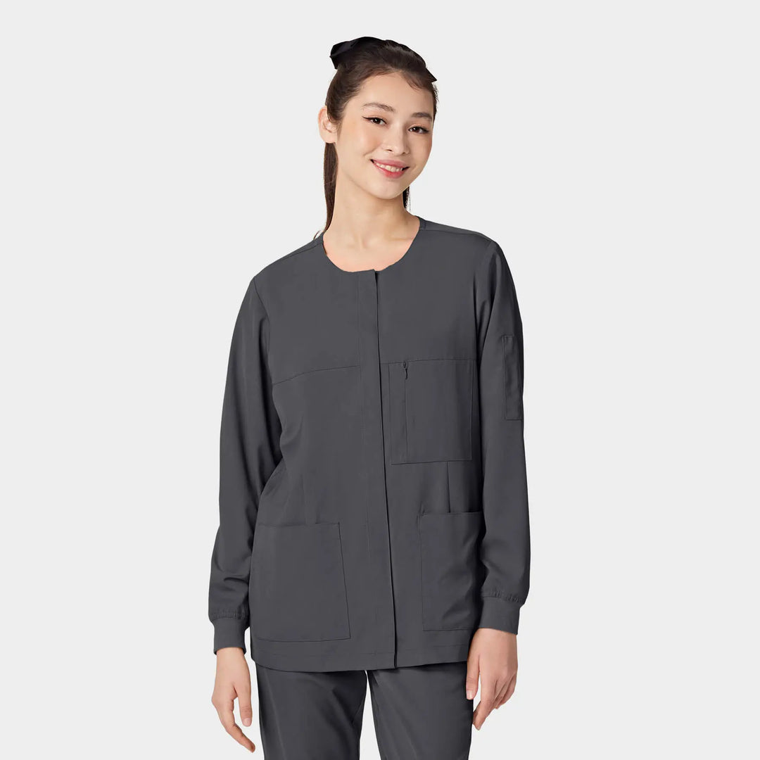 Parkley Scrubs Women's ABC Scrub Jacket Charcoal | scrub-supply.com