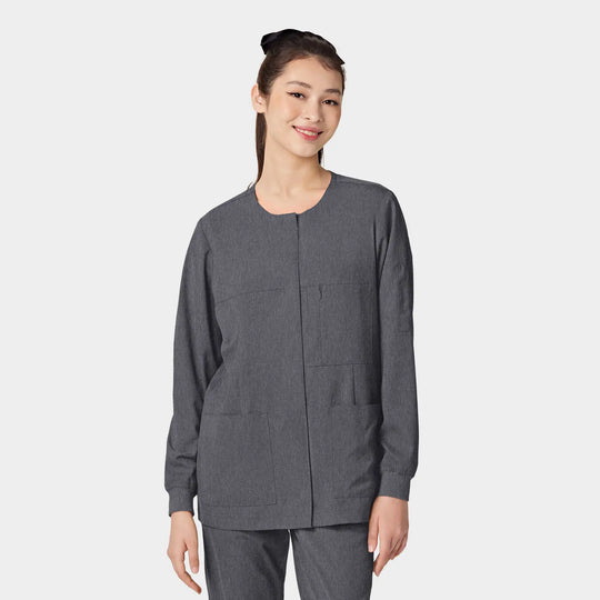 Parkley Scrubs Women's ABC Scrub Jacket Heather Grey | scrub-supply.com