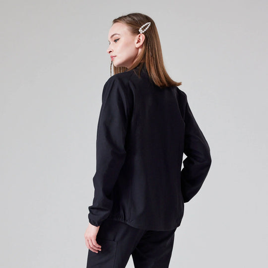 Parkley Scrubs Women's Astro Sigma Zipper Scrub Jacket Black | scrub-supply.com