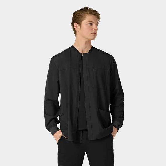 Parkley Scrubs Men's ABC Scrub Jacket Black | scrub-supply.com
