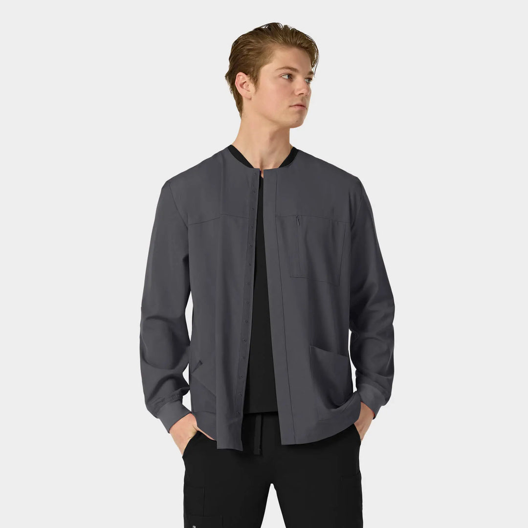 Parkley Scrubs Men's ABC Scrub Jacket Charcoal | scrub-supply.com