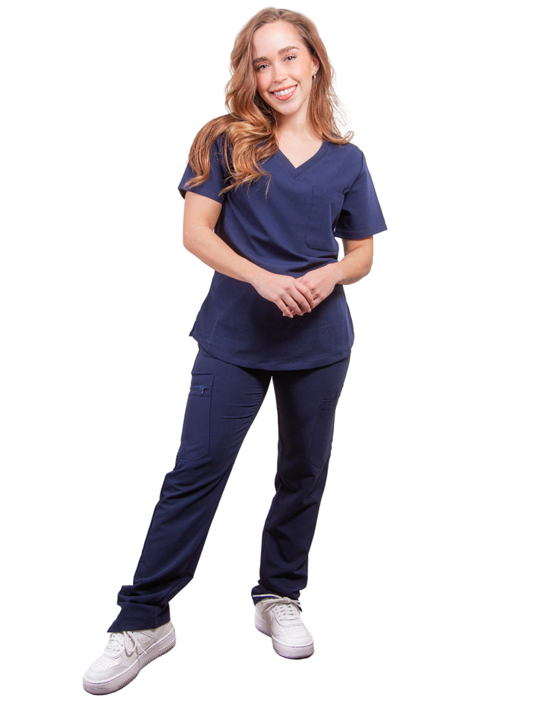 simply-scrubs Scrubs Women's 8 pocket Cargo Set Navy Blue | scrub-supply.com