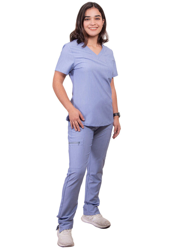 simply-scrubs Scrubs Women's 8 pocket Cargo Set Sky Blue | scrub-supply.com