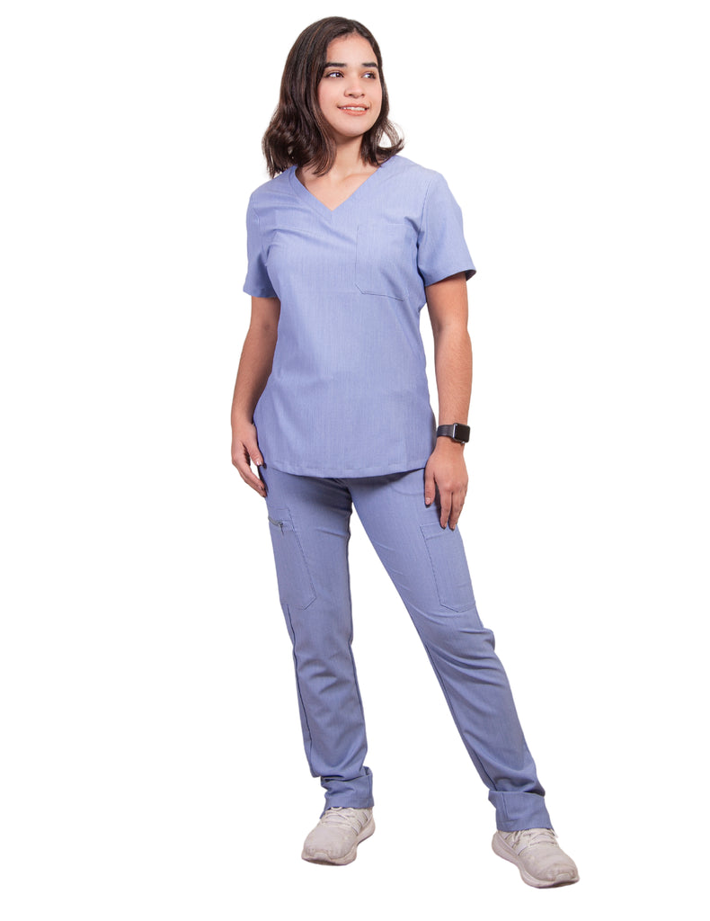 simply-scrubs Scrubs Women's 8 pocket Cargo Set Sky Blue | scrub-supply.com