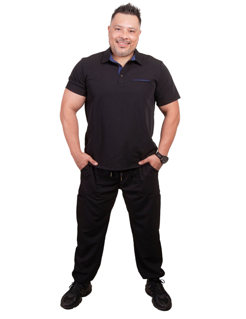 simply-scrubs Scrubs Men's Medical Polo Set Black | scrub-supply.com