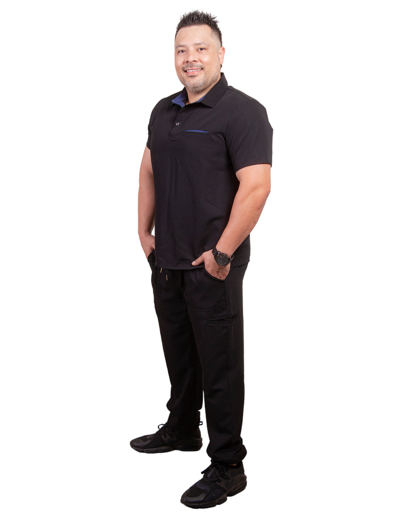 simply-scrubs Scrubs Men's Medical Polo Set Black | scrub-supply.com