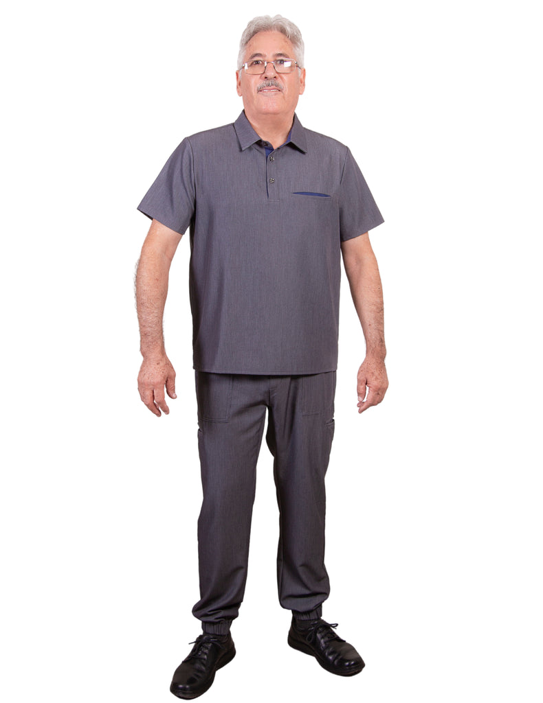 simply-scrubs Scrubs Men's Medical Polo Set Gray | scrub-supply.com