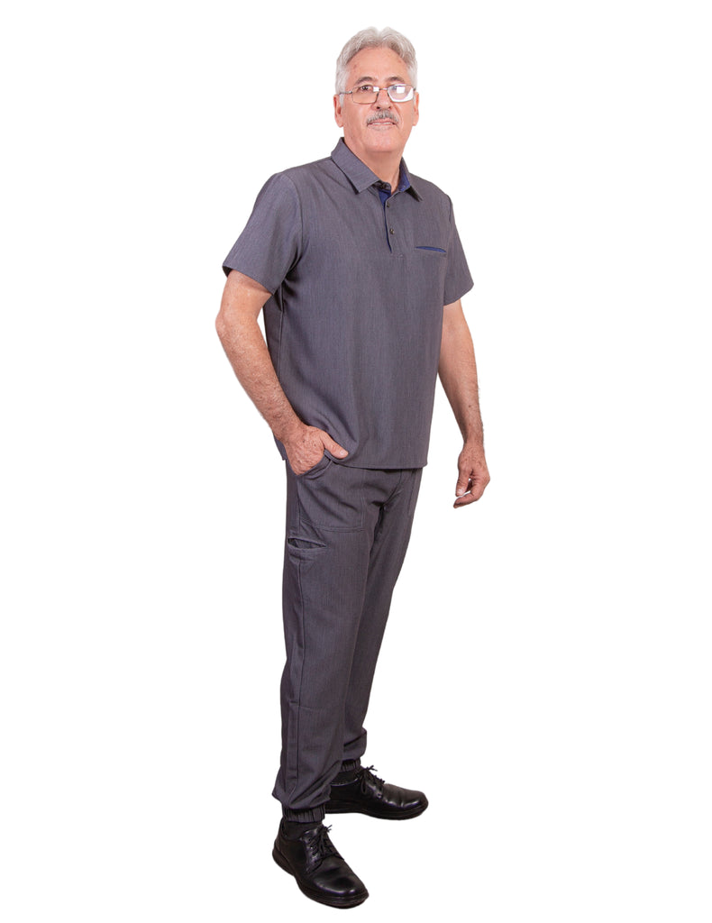 simply-scrubs Scrubs Men's Medical Polo Set Gray | scrub-supply.com