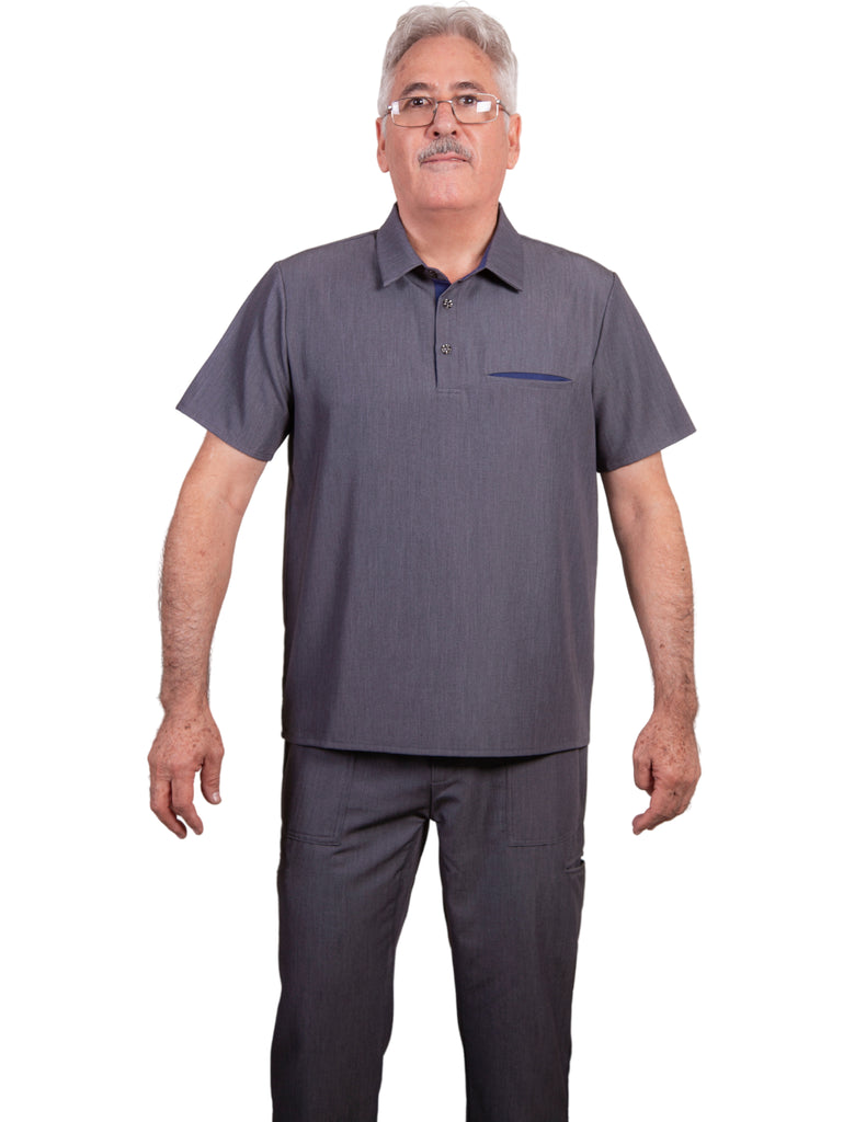 simply-scrubs Scrubs Men's Medical Polo Set Gray | scrub-supply.com