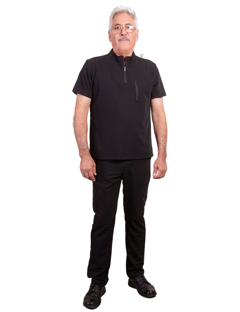 simply-scrubs Scrubs Men's Turtleneck Zip-Up Set Black | scrub-supply.com