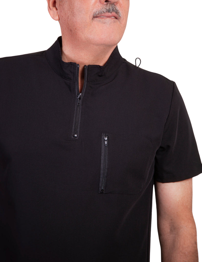 simply-scrubs Scrubs Men's Turtleneck Zip-Up Set Black | scrub-supply.com