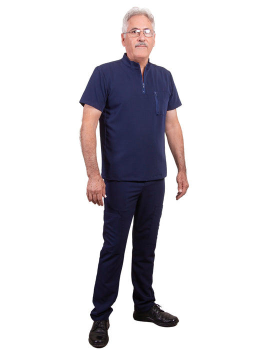 simply-scrubs Scrubs Men's Turtleneck Zip-Up Set Navy | scrub-supply.com