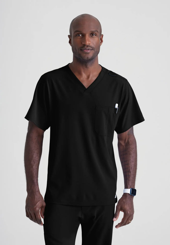 Barco Scrubs Men's Structure Top Black | scrub-supply.com