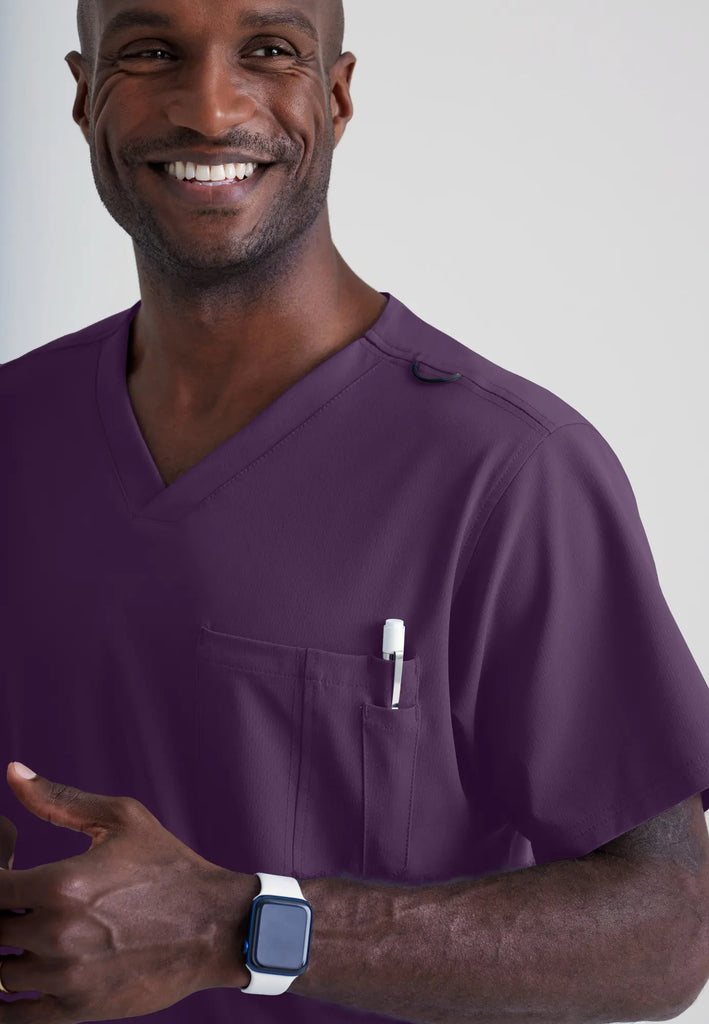 Barco Scrubs Men's Structure Top Eggplant | scrub-supply.com