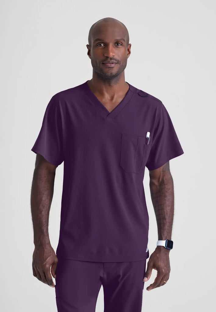 Barco Scrubs Men's Structure Top Eggplant | scrub-supply.com