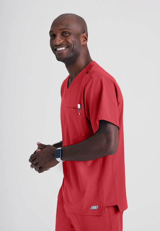 Barco Scrubs Men's Structure Top True Red | scrub-supply.com
