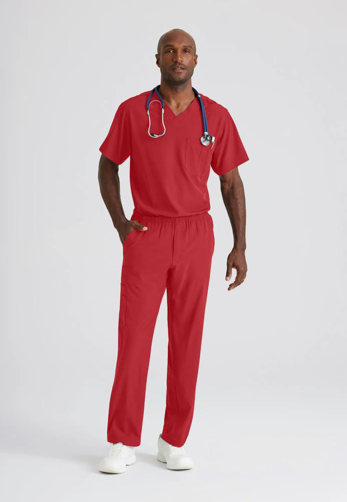 Barco Scrubs Men's Structure Top True Red | scrub-supply.com