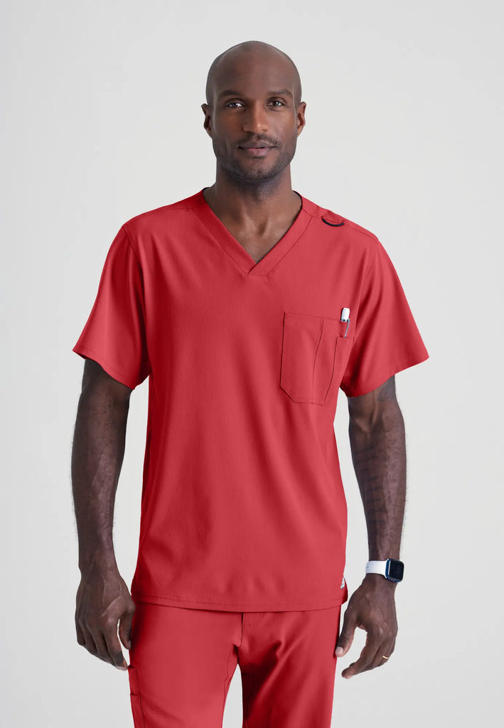 Barco Scrubs Men's Structure Top True Red | scrub-supply.com