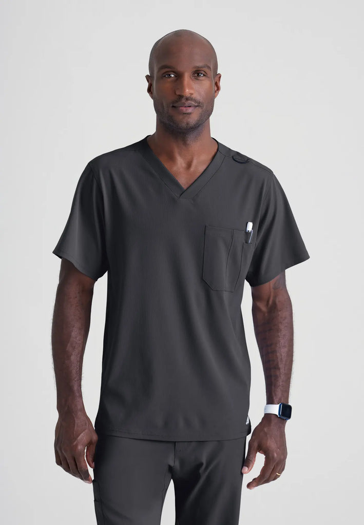 Barco Scrubs Men's Structure Top Pewter | scrub-supply.com