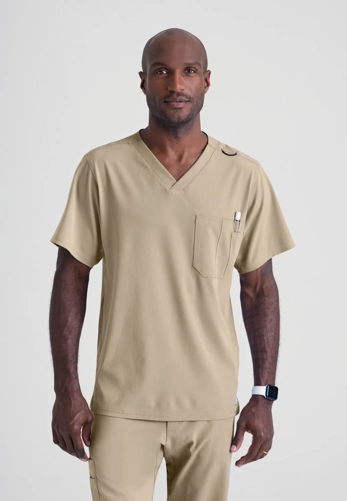 Barco Scrubs Men's Structure Top New Khaki | scrub-supply.com