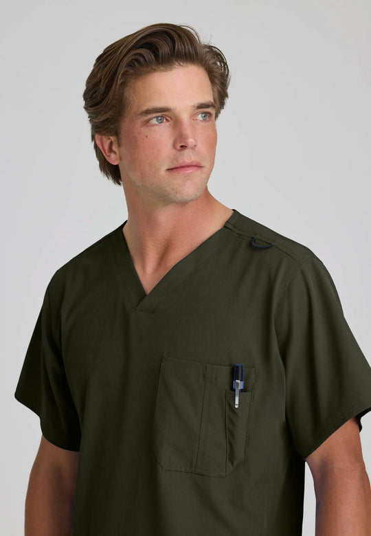 Skechers by Barco Scrubs Men's Structure Top Olive | scrub-supply.com