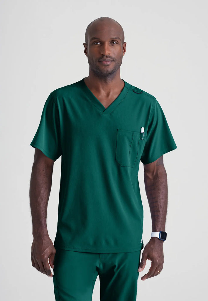 Barco Scrubs Men's Structure Top Hunter Green | scrub-supply.com