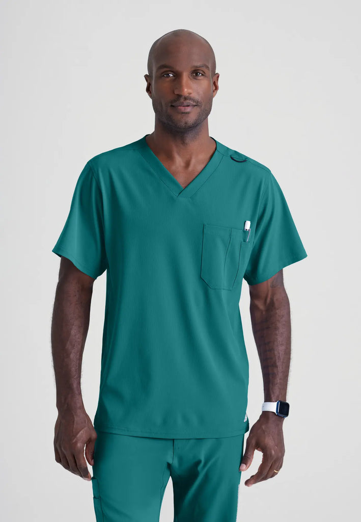 Barco Scrubs Men's Structure Top Teal | scrub-supply.com