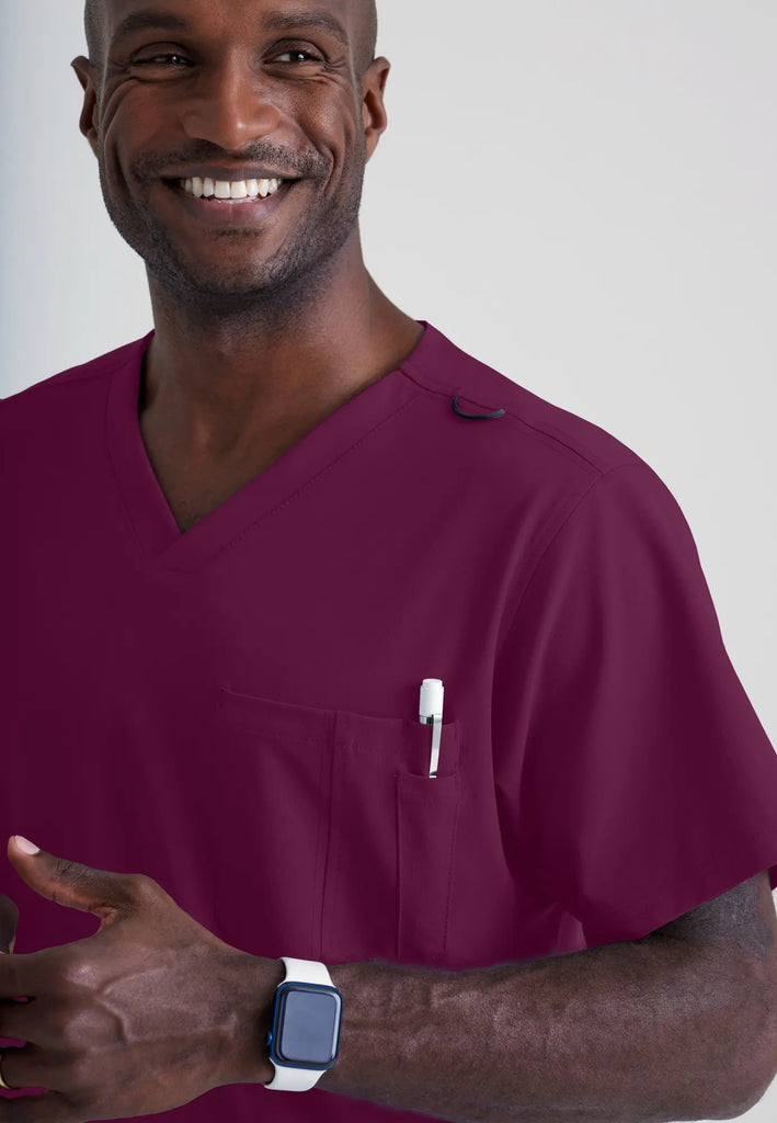 Barco Scrubs Men's Structure Top Wine | scrub-supply.com