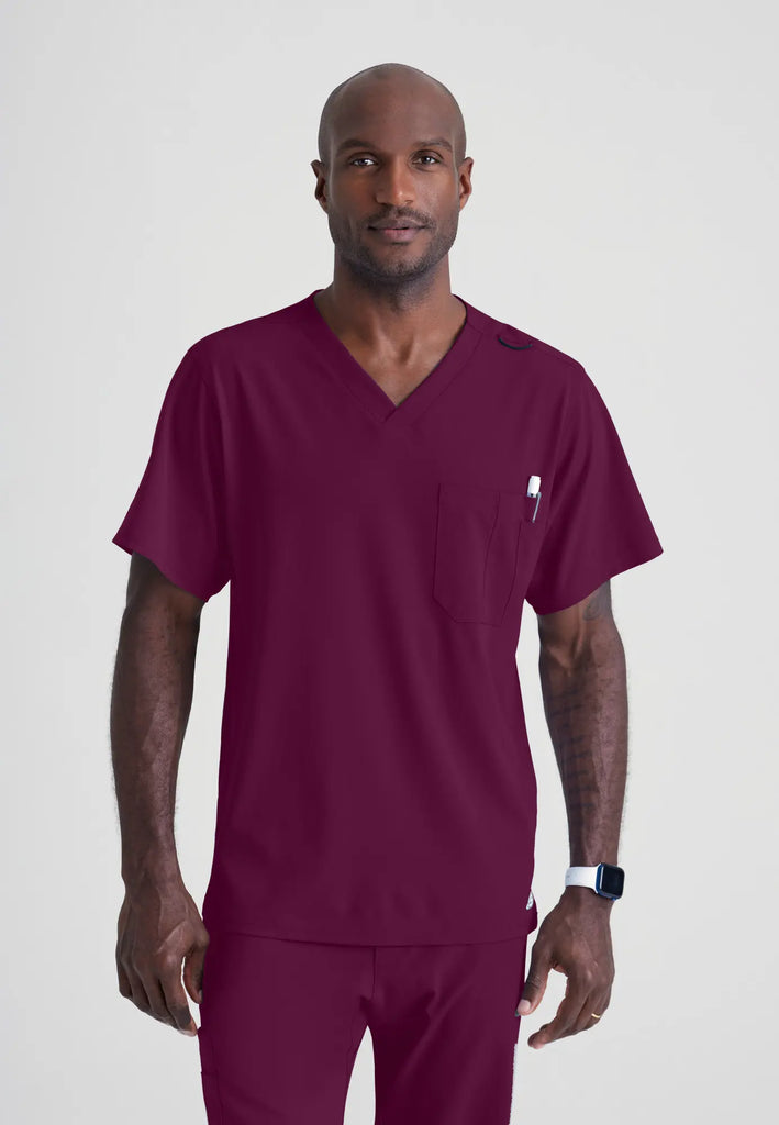 Barco Scrubs Men's Structure Top Wine | scrub-supply.com