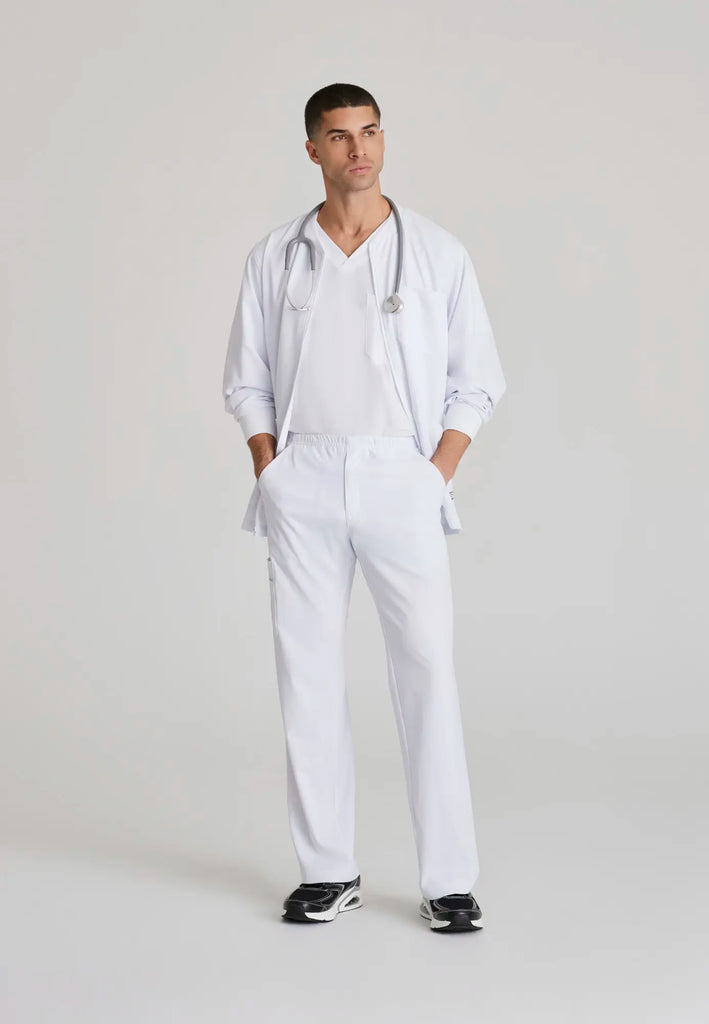 Barco Scrubs Men's Structure Warm-Up White | scrub-supply.com