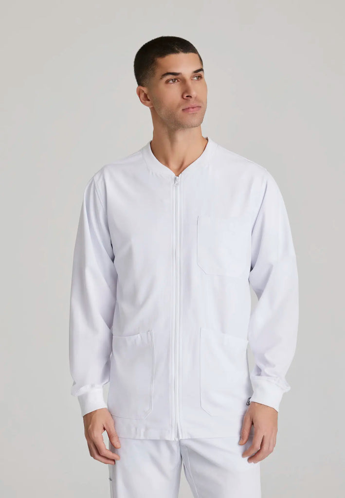 Barco Scrubs Men's Structure Warm-Up White | scrub-supply.com