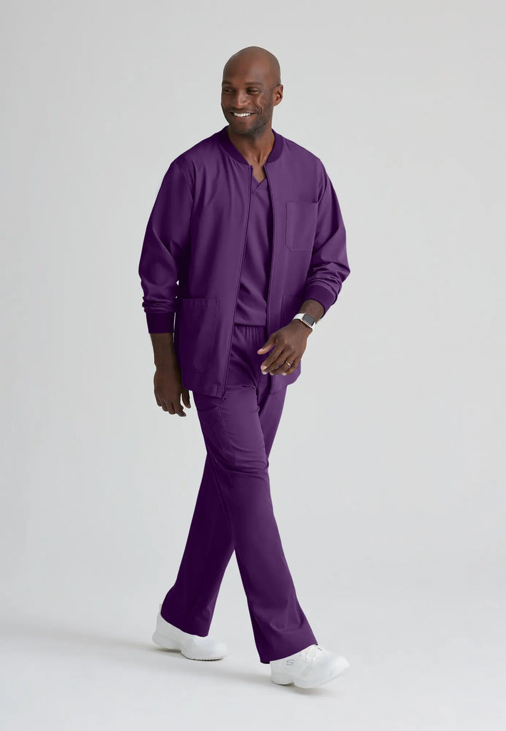 Barco Scrubs Men's Structure Warm-Up Eggplant | scrub-supply.com