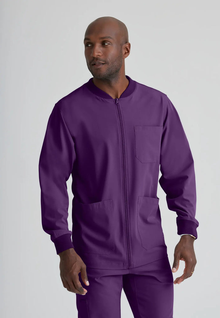 Barco Scrubs Men's Structure Warm-Up Eggplant | scrub-supply.com