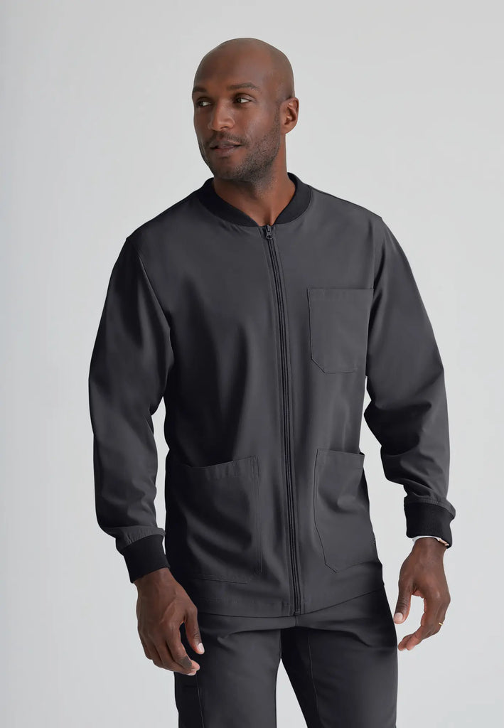 Barco Scrubs Men's Structure Warm-Up Pewter | scrub-supply.com