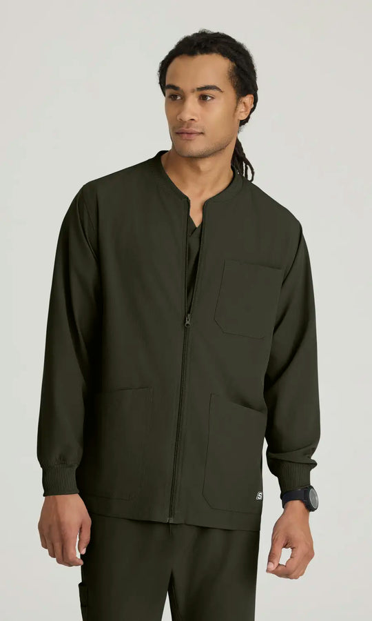 Skechers by Barco Scrubs Men's Structure Warm-Up Olive | scrub-supply.com