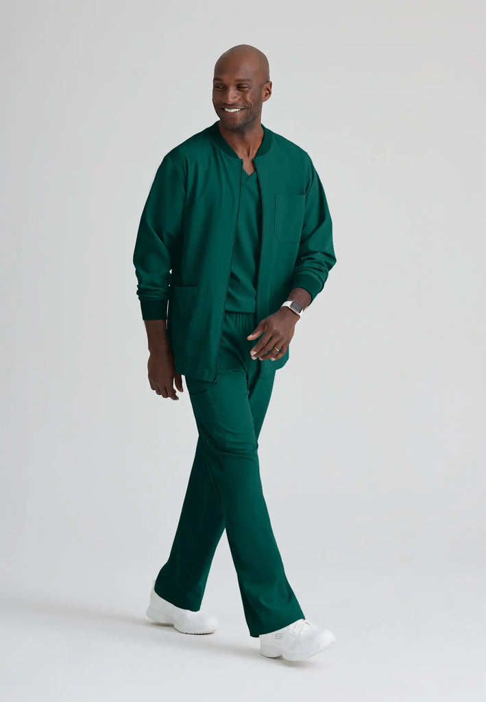 Barco Scrubs Men's Structure Warm-Up Hunter Green | scrub-supply.com