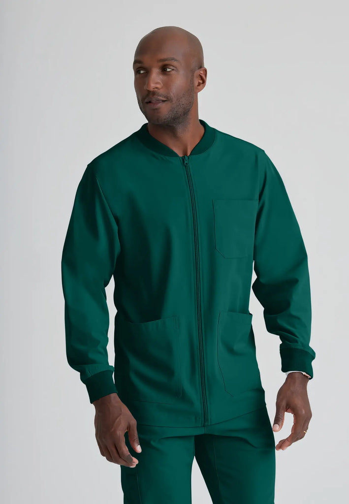 Barco Scrubs Men's Structure Warm-Up Hunter Green | scrub-supply.com