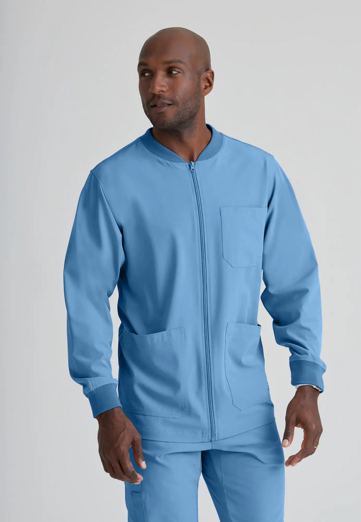 Barco Scrubs Men's Structure Warm-Up Ceil Blue | scrub-supply.com