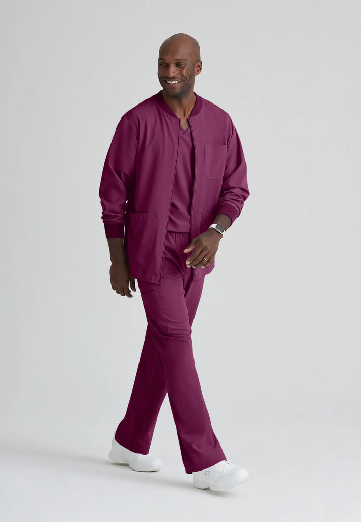 Barco Scrubs Men's Structure Warm-Up Wine | scrub-supply.com