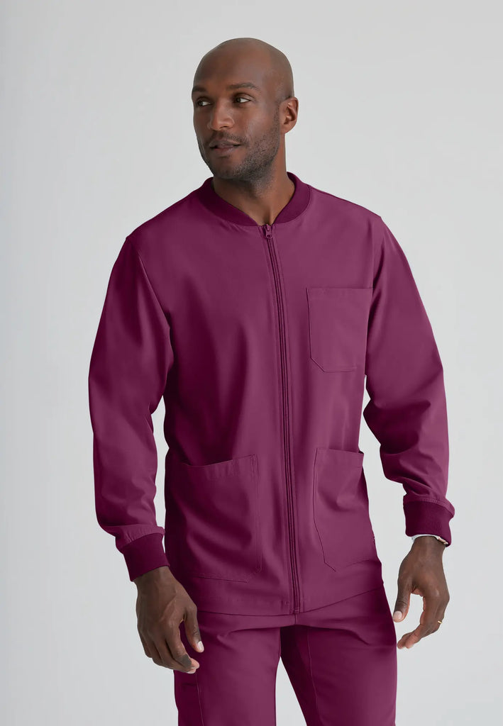 Barco Scrubs Men's Structure Warm-Up Wine | scrub-supply.com