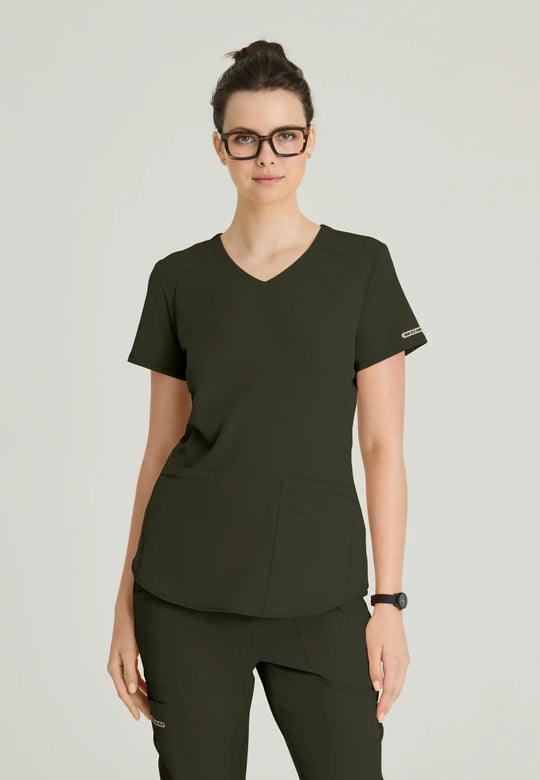 Skechers by Barco Scrubs Women's Breeze Top Olive | scrub-supply.com