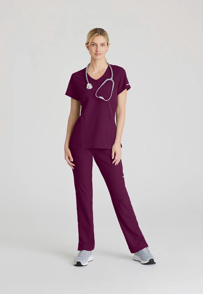 Barco Scrubs Women's Reliance Top Wine | scrub-supply.com